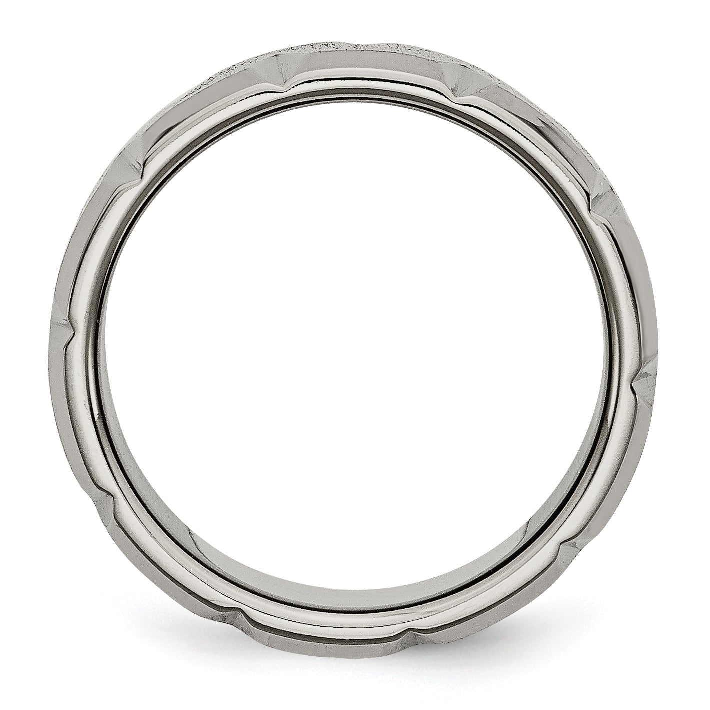 Beveled Edge Wedding Band in Titanium, 8mm Brushed