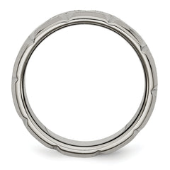 Titanium Brushed 8mm Beveled Wedding Band Unisex Engravable