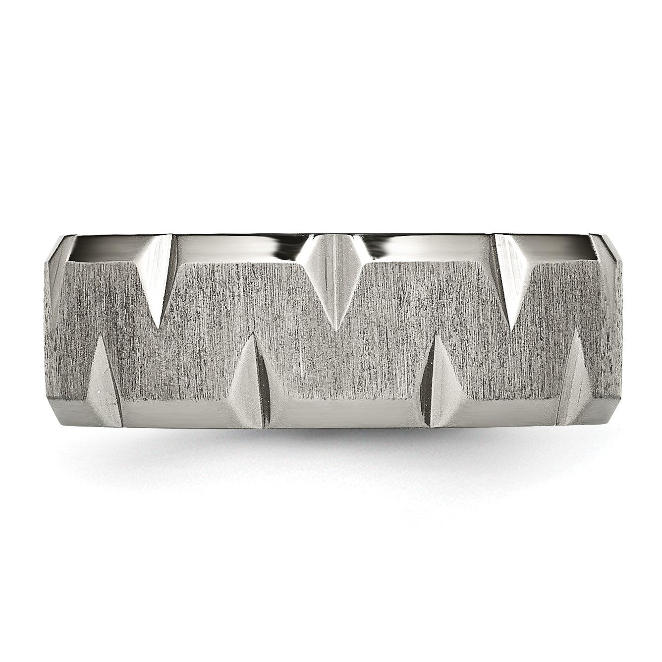 Titanium Brushed 8mm Beveled Wedding Band Unisex Engravable