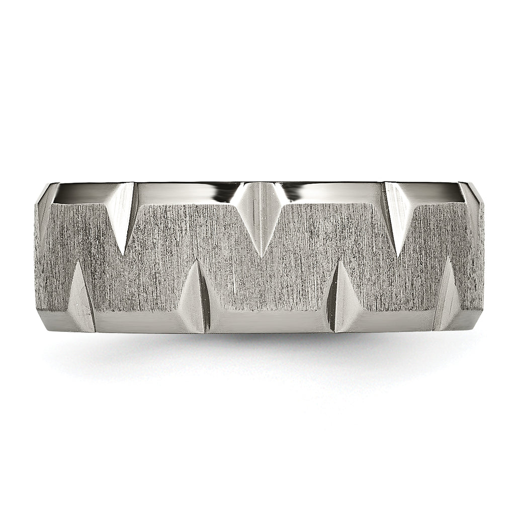 Beveled Edge Wedding Band in Titanium, 8mm Brushed
