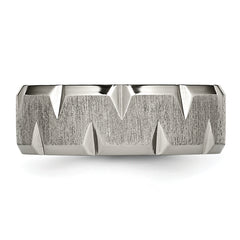 Titanium Brushed 8mm Beveled Wedding Band Unisex Engravable