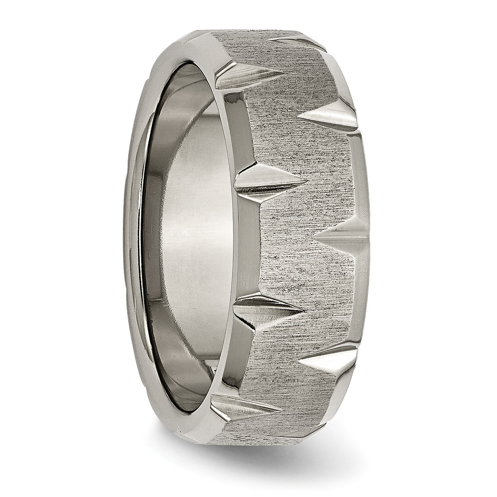 Beveled Edge Wedding Band in Titanium, 8mm Brushed