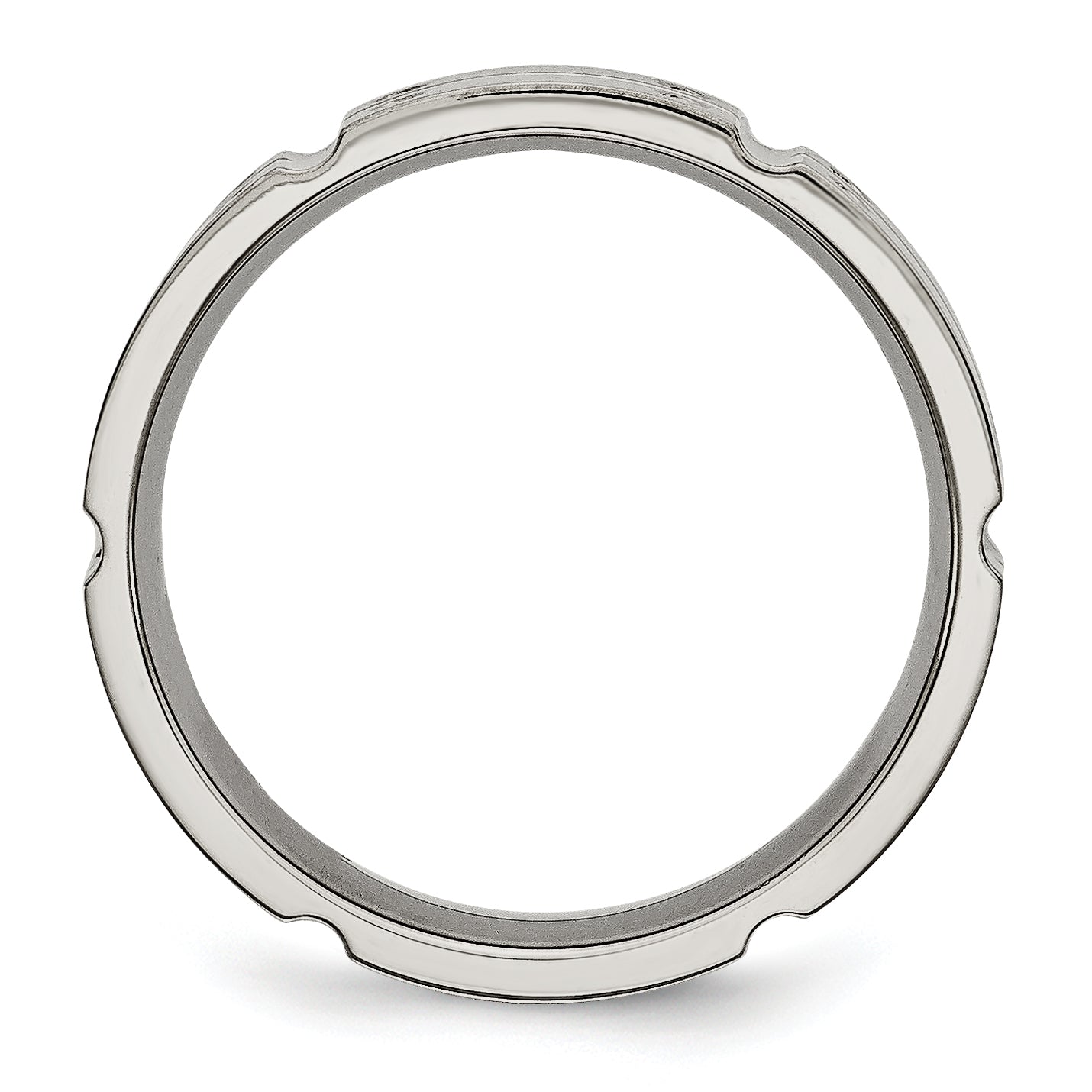 Titanium Unisex Grooved Wedding Band with Brushed & Polished Finish