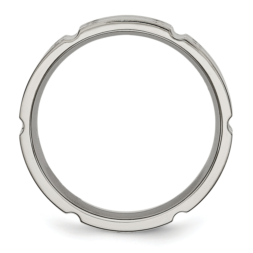 Grooved Wedding Band in Titanium, 6mm