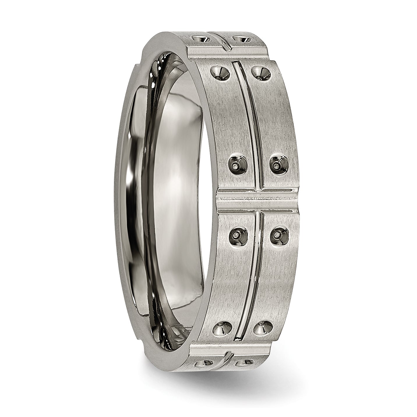 Titanium Unisex Grooved Wedding Band with Brushed & Polished Finish