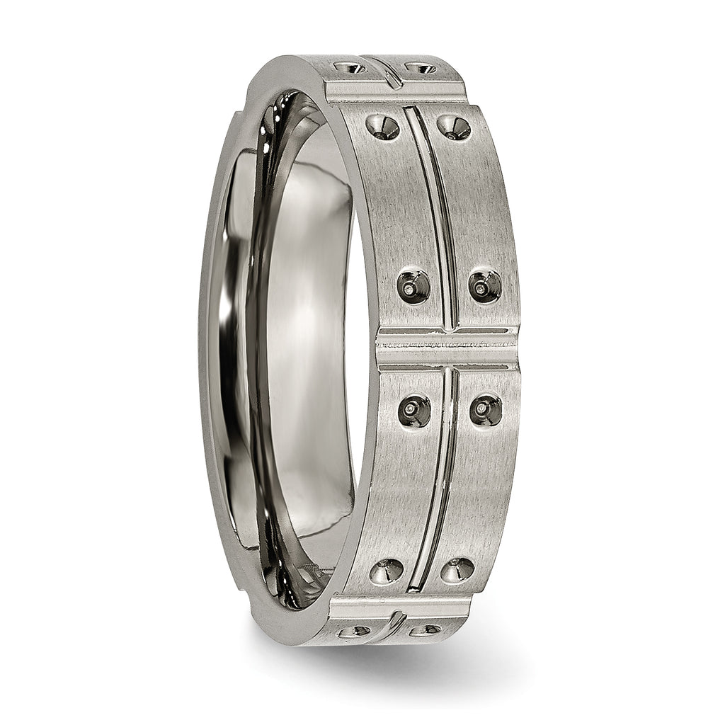 Grooved Wedding Band in Titanium, 6mm