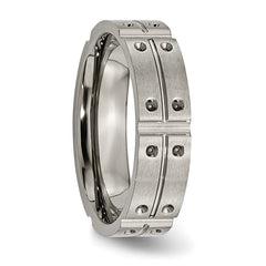 Titanium Unisex Grooved Wedding Band with Brushed & Polished Finish