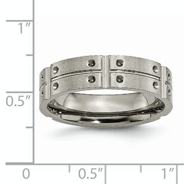 Titanium Unisex Grooved Wedding Band with Brushed & Polished Finish