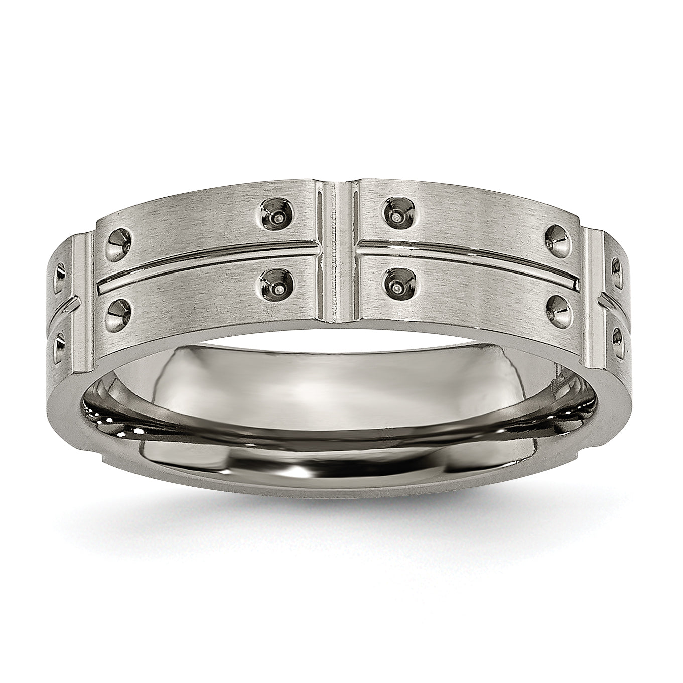 Titanium Brushed and Polished 6mm Grooved Band Main image