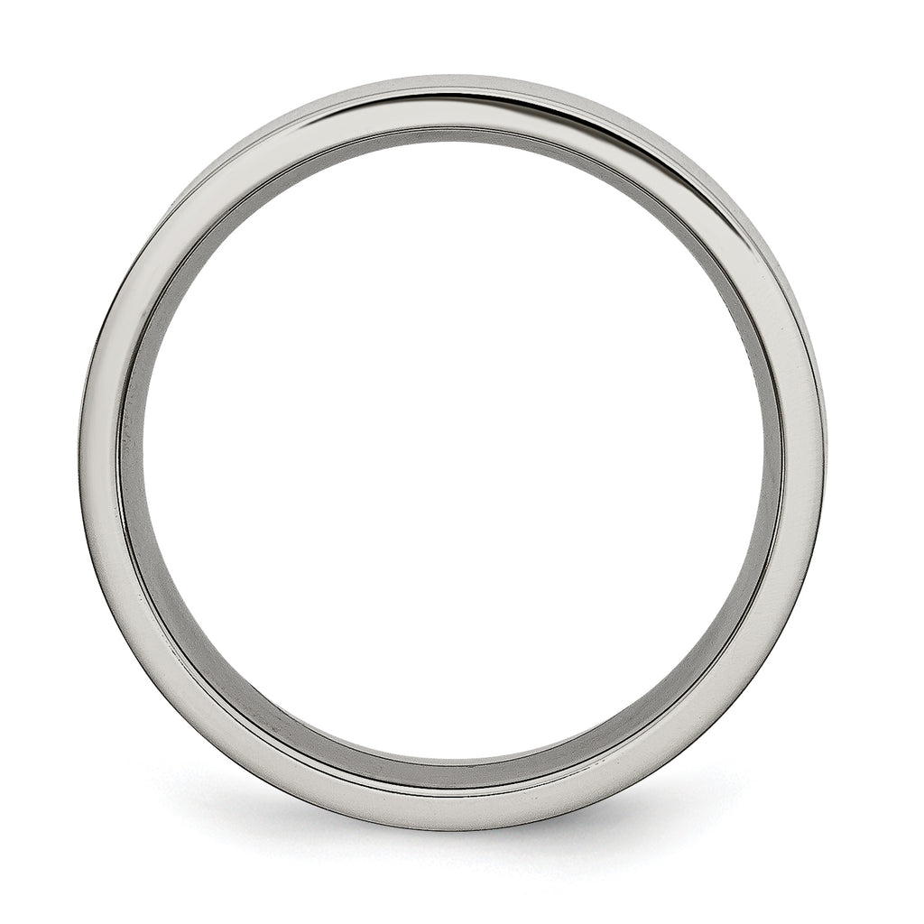 Polished Flat Wedding Band in Titanium, 6mm