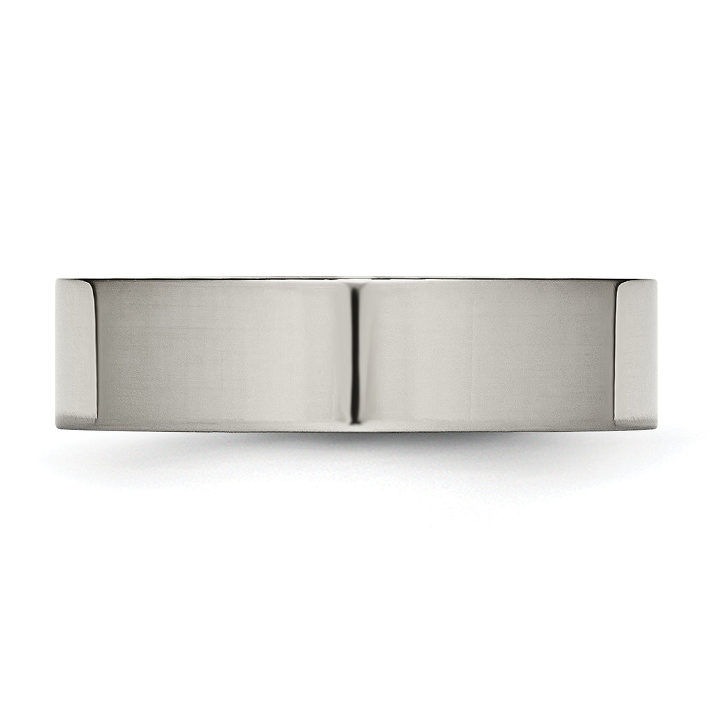 Polished Flat Wedding Band in Titanium, 6mm