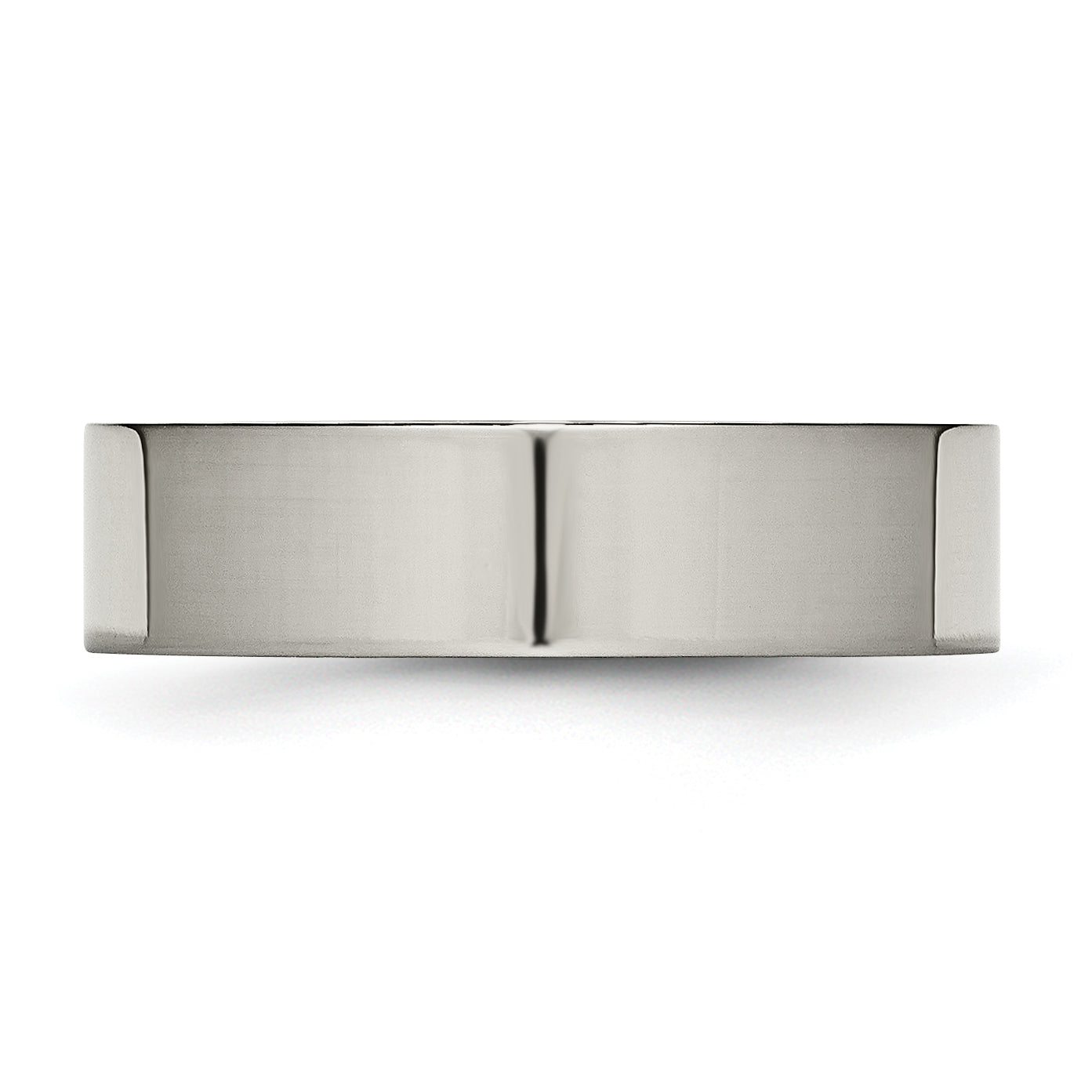 Polished Flat Wedding Band in Titanium, 6mm