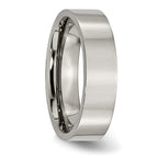 Polished Flat Wedding Band in Titanium, 6mm