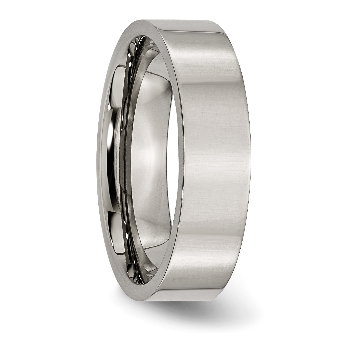 Polished Flat Wedding Band in Titanium, 6mm