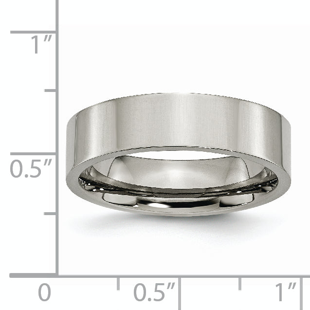 Polished Flat Wedding Band in Titanium, 6mm