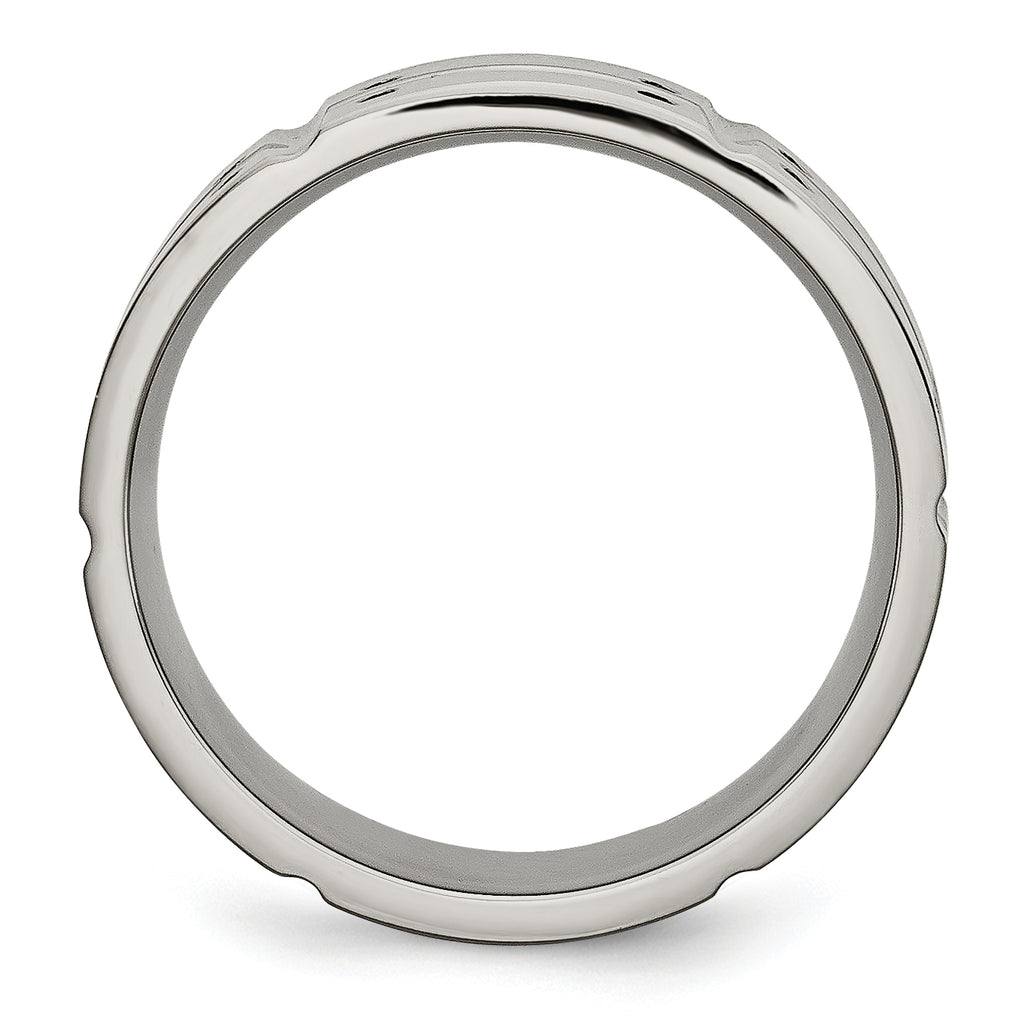 Grooved Wedding Band in Titanium, 8mm