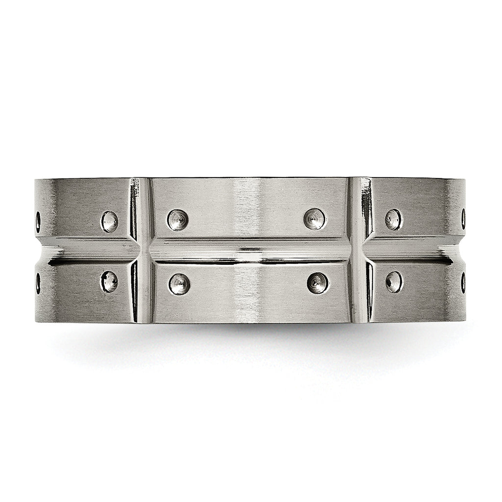 Grooved Wedding Band in Titanium, 8mm