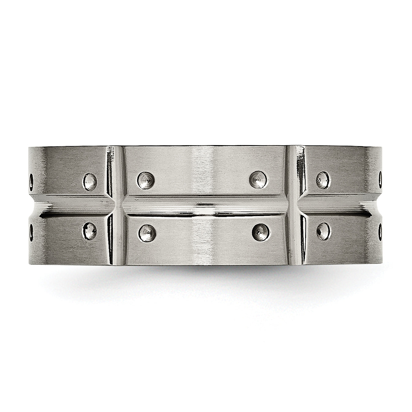 Grooved Wedding Band in Titanium, 8mm