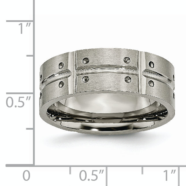 Grooved Wedding Band in Titanium, 8mm