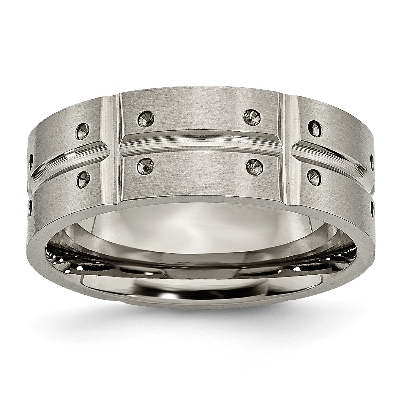 Titanium Brushed and Polished 8mm Grooved Band Main image