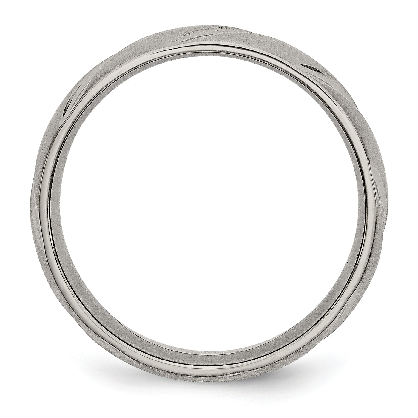 Titanium Satin Unisex Wedding Band with Engravable Swirl Design