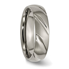 Titanium Satin Unisex Wedding Band with Engravable Swirl Design