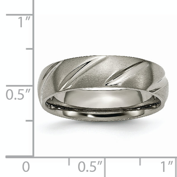 Titanium Satin Unisex Wedding Band with Engravable Swirl Design