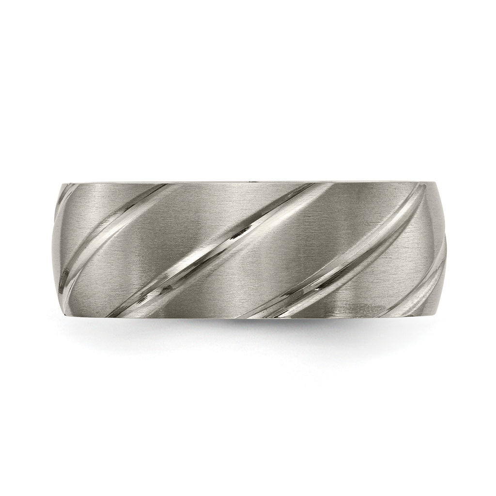 Swirl Design Wedding Band in Titanium, 8mm