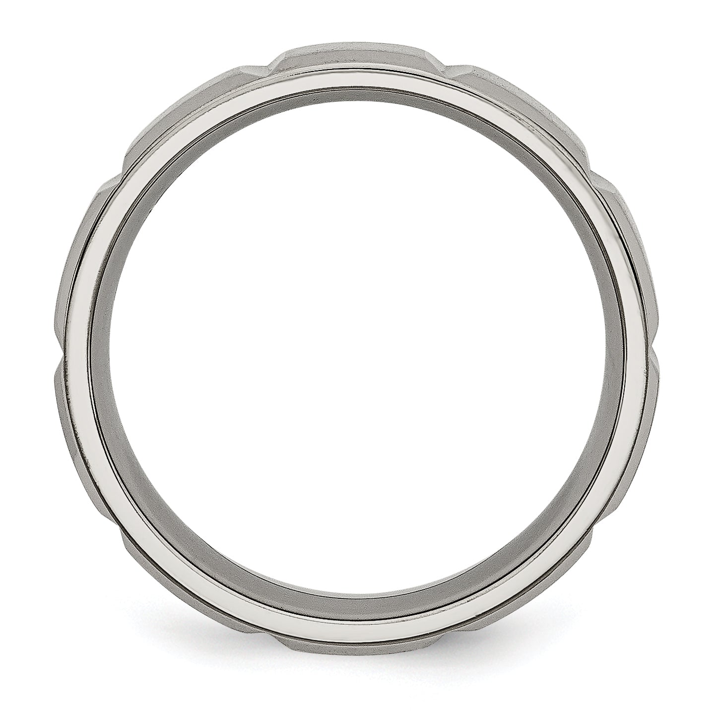 Titanium Grooved Unisex Wedding Band with Polished Brushed Finish