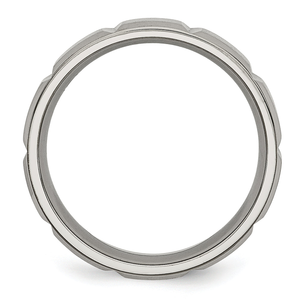 Grooved Wedding Band in Titanium, 6mm