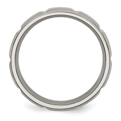 Titanium Grooved Unisex Wedding Band with Polished Brushed Finish