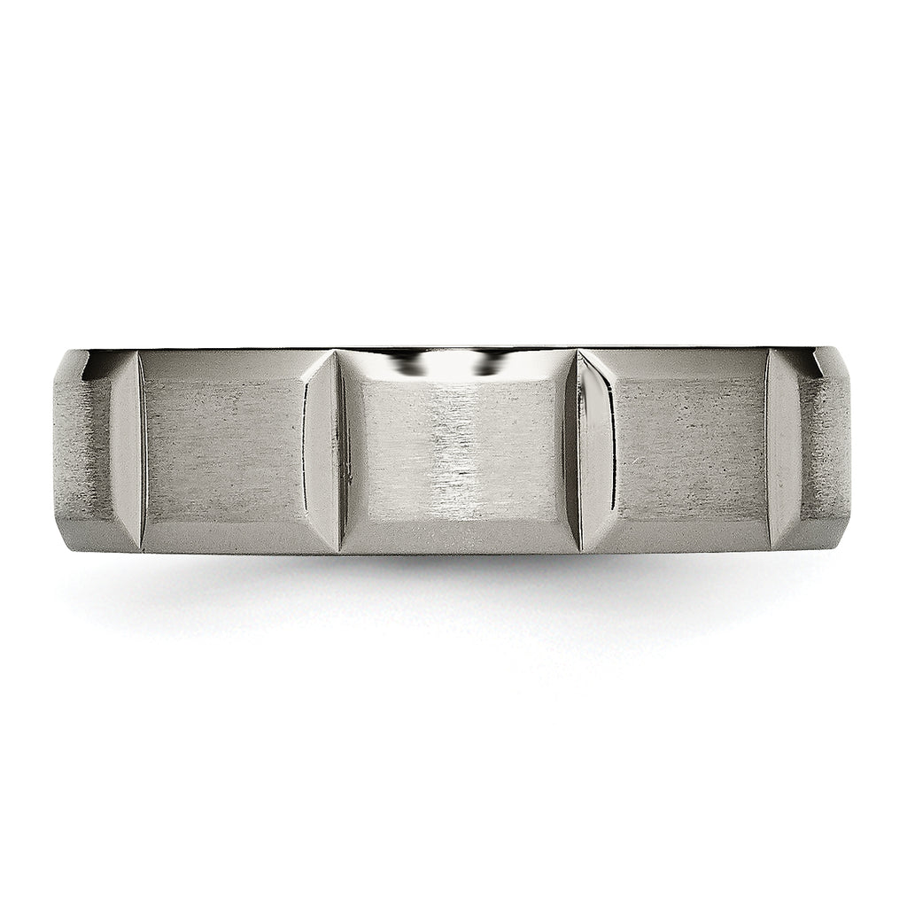Grooved Wedding Band in Titanium, 6mm