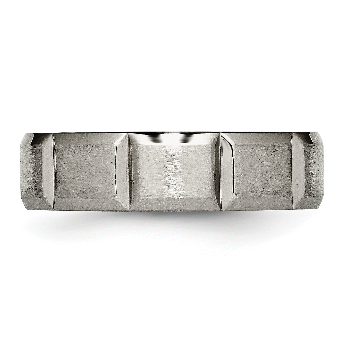 Grooved Wedding Band in Titanium, 6mm
