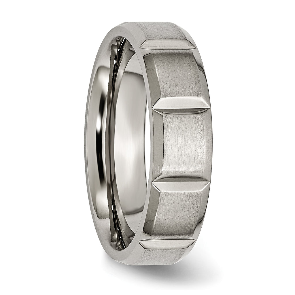 Grooved Wedding Band in Titanium, 6mm