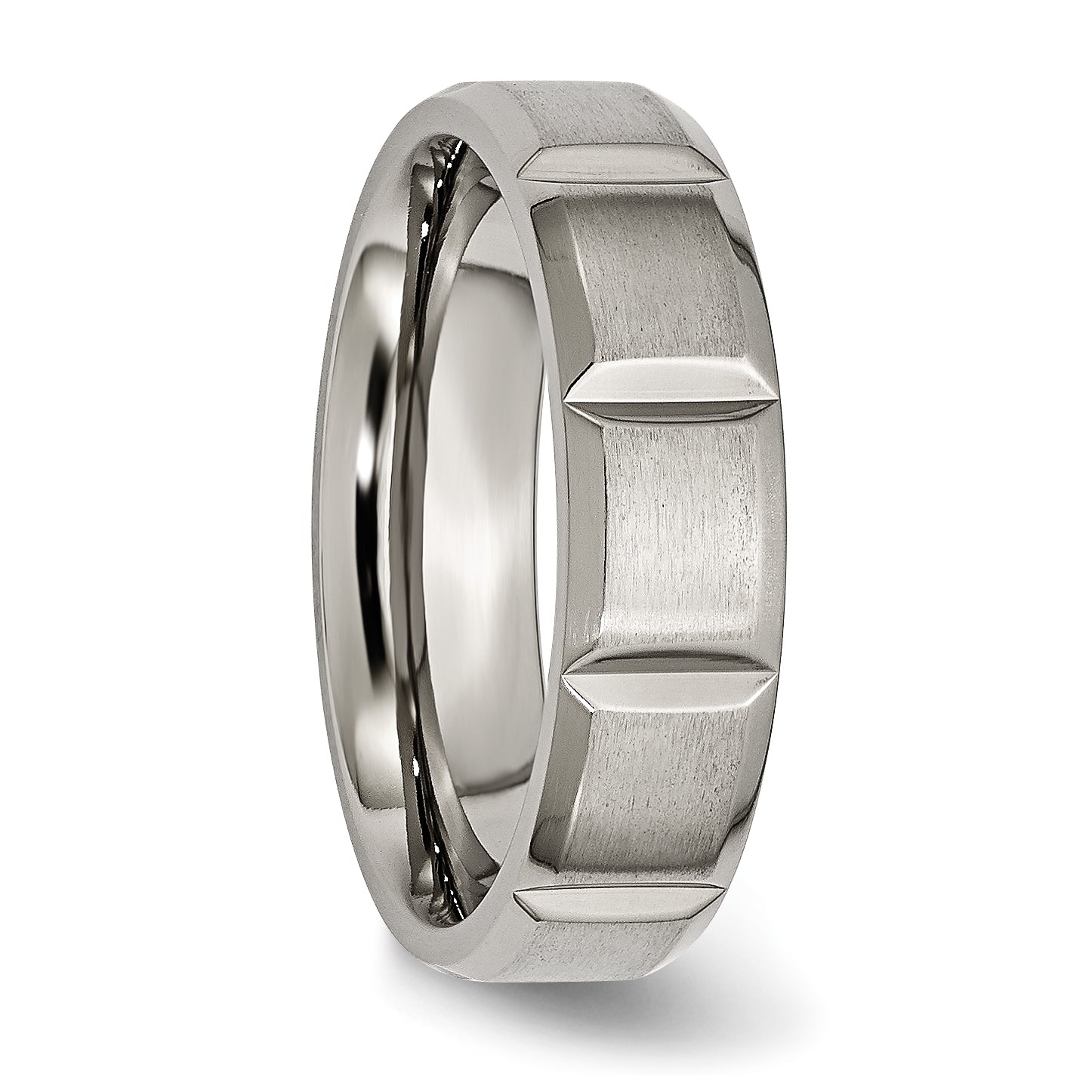 Grooved Wedding Band in Titanium, 6mm