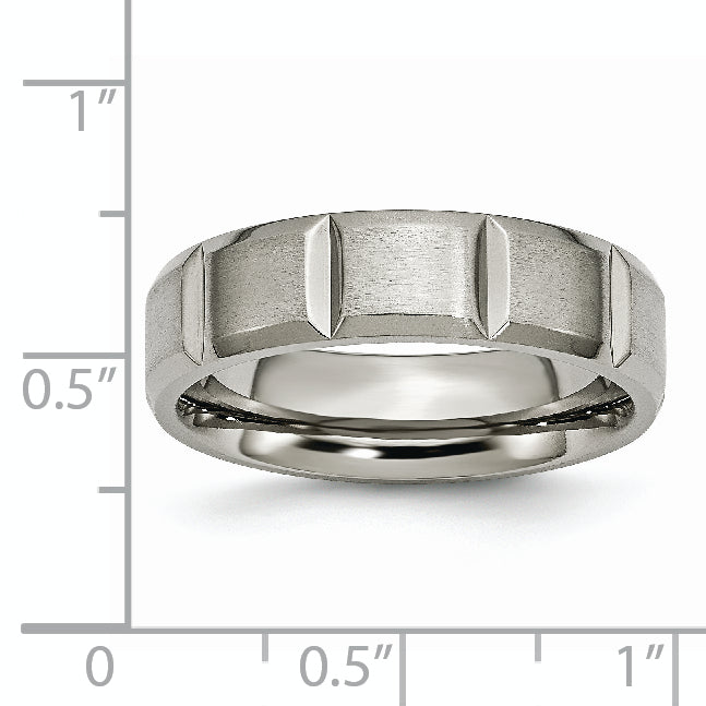 Titanium Grooved Unisex Wedding Band with Polished Brushed Finish