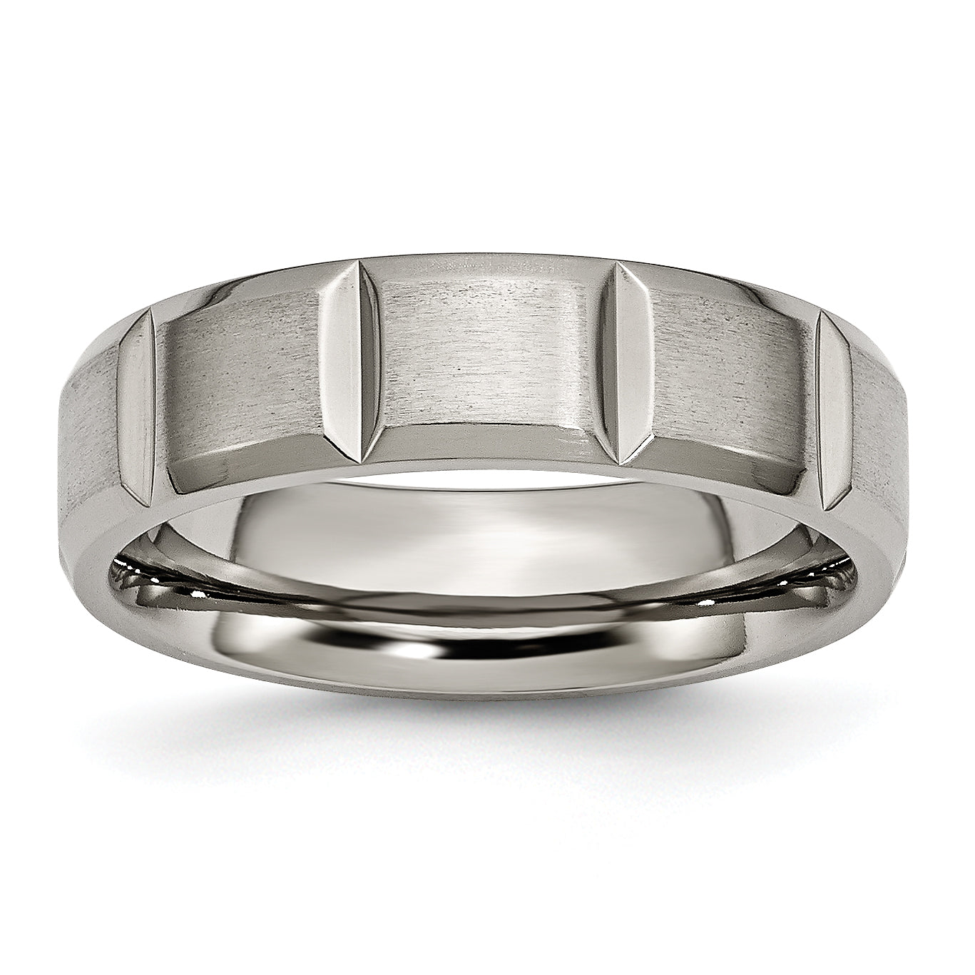 Titanium Satin and Polished 6mm Grooved Band Main image