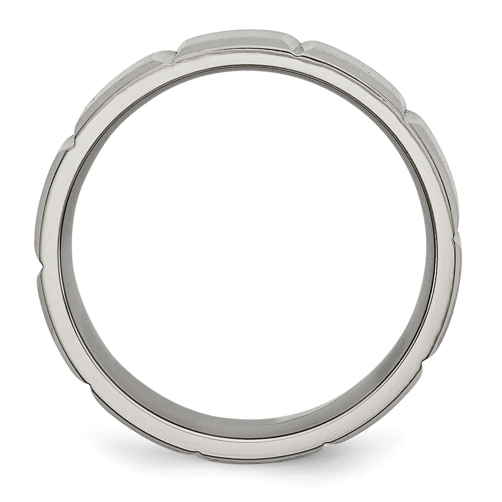 Grooved Wedding Band in Titanium, 8mm