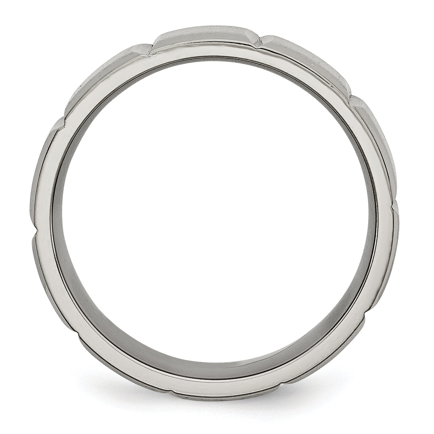 Grooved Wedding Band in Titanium, 8mm