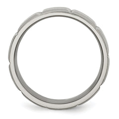 Sophia Jewelers Titanium Grooved Wedding Band with Polished Satin Finish