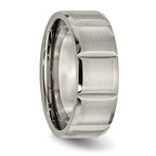 Grooved Wedding Band in Titanium, 8mm