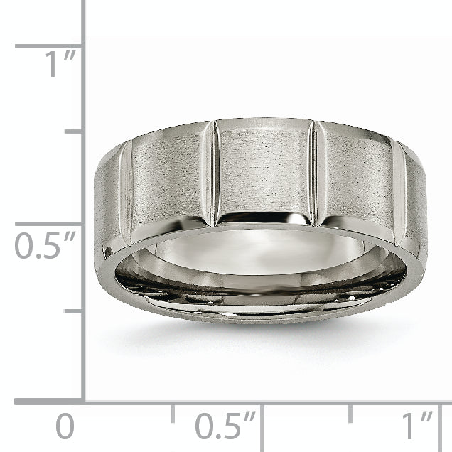 Titanium Satin and Polished 8mm Grooved Band