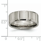 Grooved Wedding Band in Titanium, 8mm