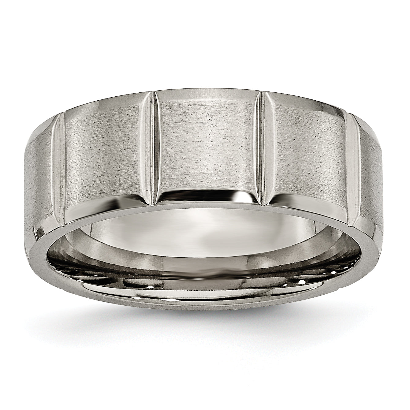 Titanium Satin and Polished 8mm Grooved Band Main image
