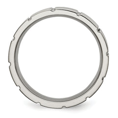 Titanium Unisex 6mm Notched Wedding Band with Polished Brushed Finish