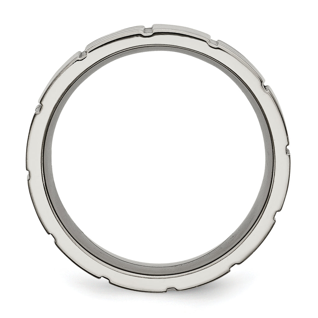 Notched Wedding Band in Titanium, 8mm