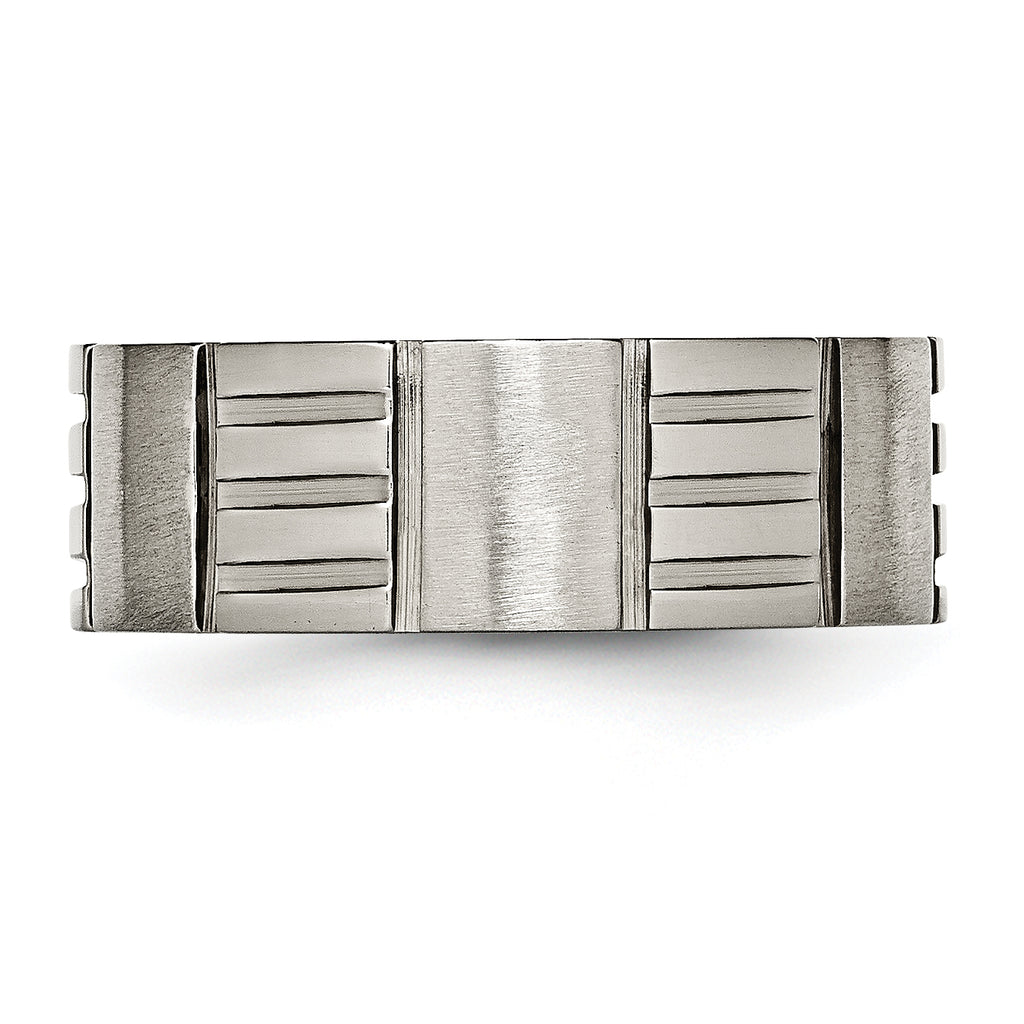 Notched Wedding Band in Titanium, 8mm