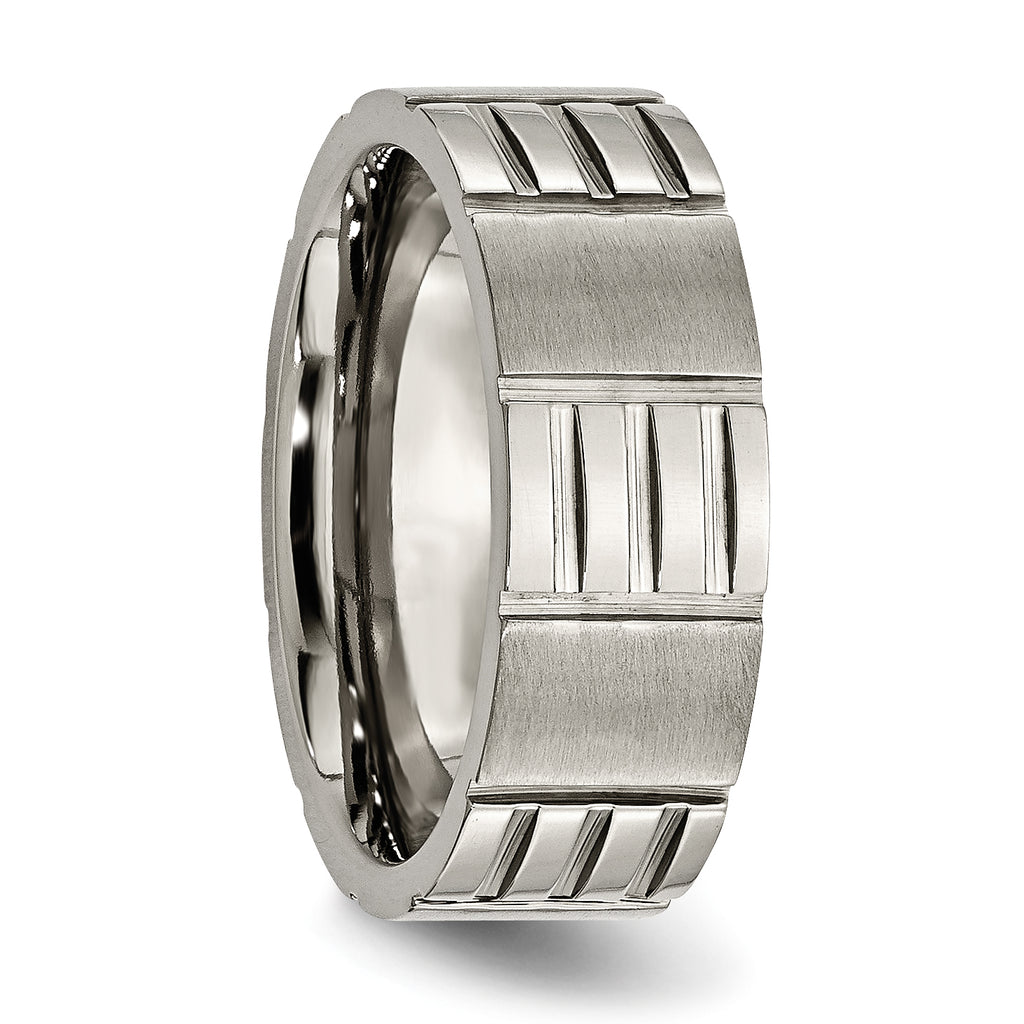 Notched Wedding Band in Titanium, 8mm