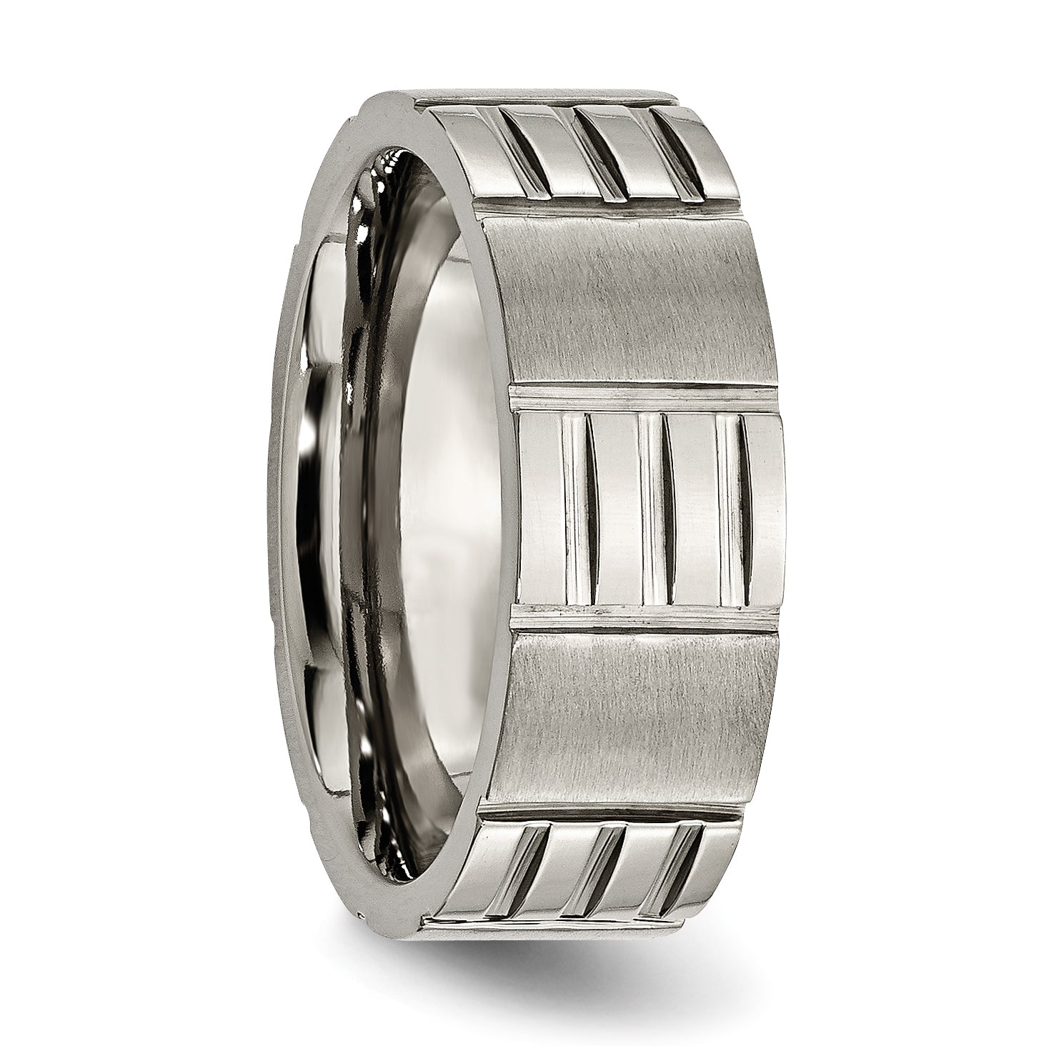 Notched Wedding Band in Titanium, 8mm