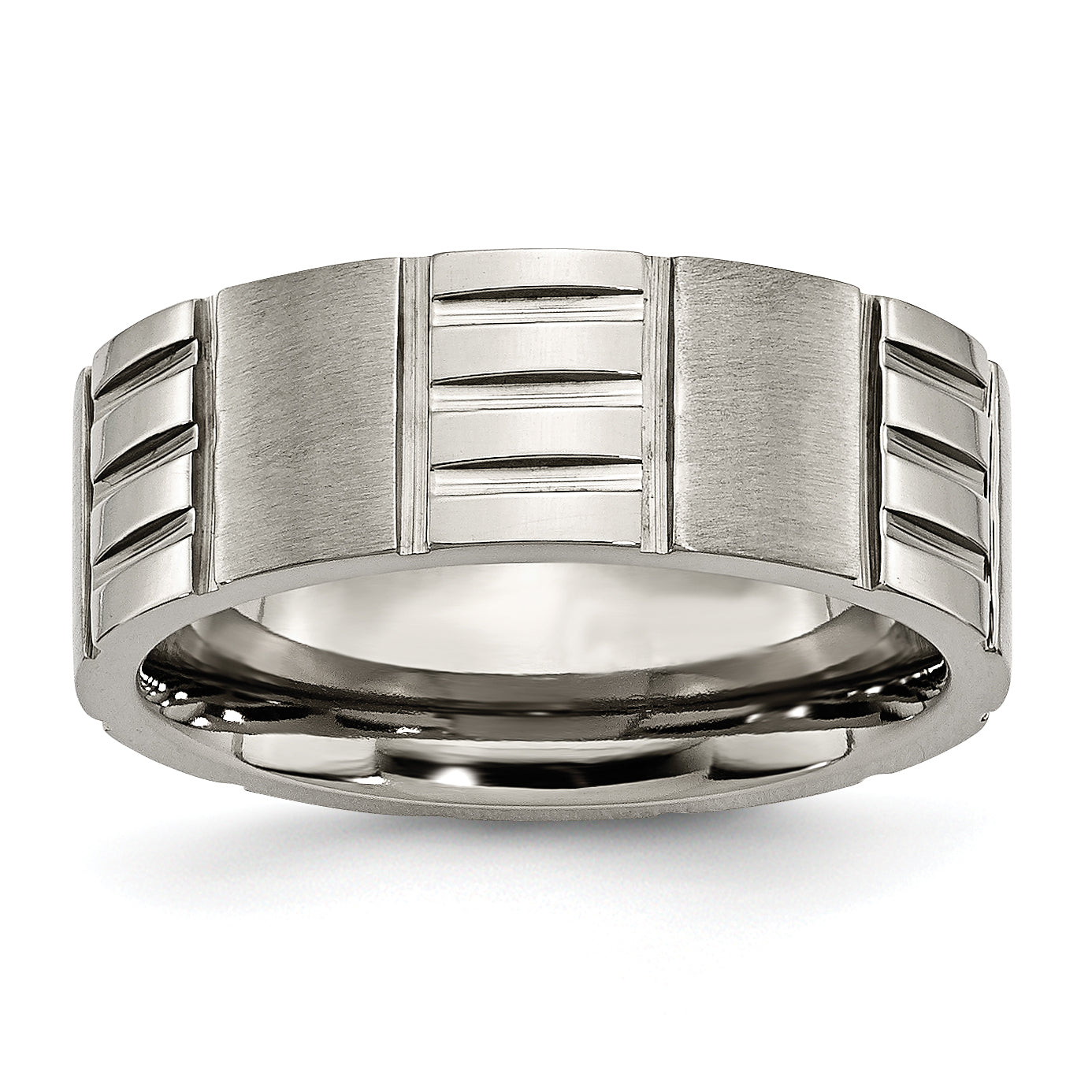 Titanium Satin and Polished 8mm Notched Band Main image